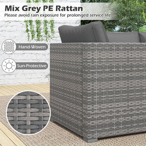 3 Pieces Patio Sectional Sofa Set PE Rattan Modular Couch Furniture Set with Soft Cushions-Gray view 8