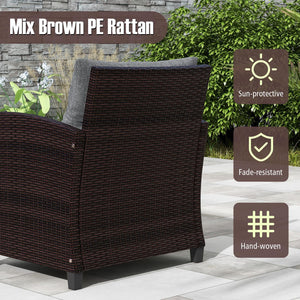 3 Pieces Rattan Patio Furniture Set with Washable Cushion-Gray view 7