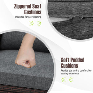 3 Pieces Rattan Patio Furniture Set with Washable Cushion-Gray view 9