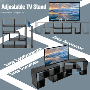 3 Pieces Adjustable TV Stand for TVs up to 65 Inch with Shelves-Black view 7
