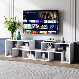 3 Pieces Adjustable TV Stand for TVs up to 65 Inch with Shelves-White view 2