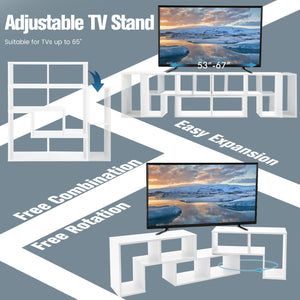 3 Pieces Adjustable TV Stand for TVs up to 65 Inch with Shelves-White view 7