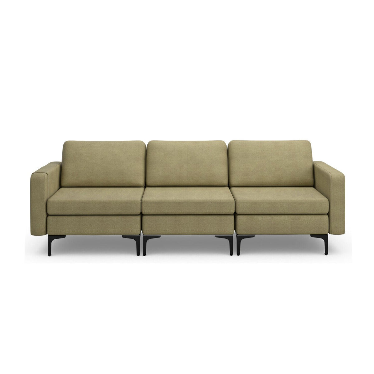 3-Seat Sectional Sofa Couch with Armrest Magazine Pocket and Metal Leg-Green view 4