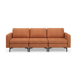 3-Seat Sectional Sofa Couch with Armrest Magazine Pocket and Metal Leg-Orange view 4