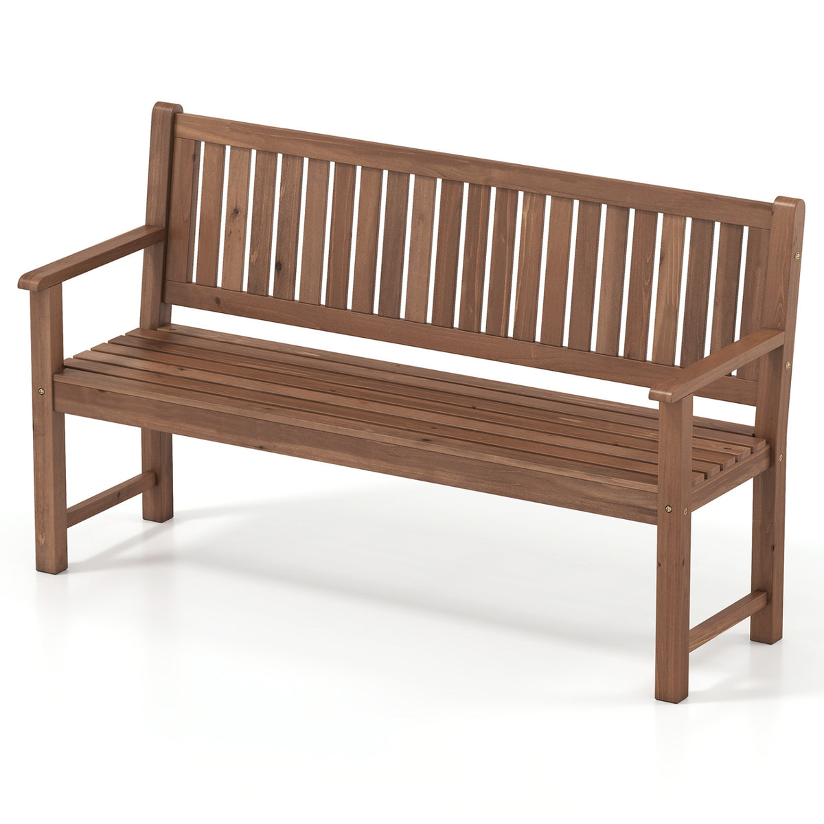 3-Seater Outdoor Wooden Bench 59 inch Large Garden Bench with Backrest-Brown view 3
