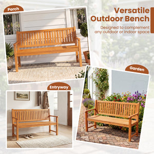 3-Seater Outdoor Wooden Bench 59 inch Large Garden Bench with Backrest-Yellow view 9