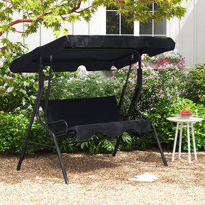 3 Seat Outdoor Patio Canopy Swing with Cushioned Steel Frame-Black view 2