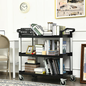 3-Shelf Utility Service Cart Aluminum Frame 490lbs Capacity with Casters view 3