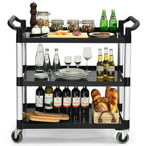 3-Shelf Utility Service Cart Aluminum Frame 490lbs Capacity with Casters view 4