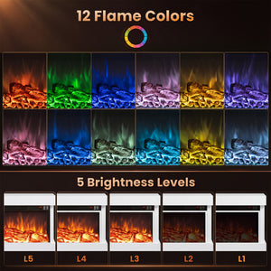 3-Sided, White Wall Mount Electric WiFi Fireplace with Floating Mantel and 12 Flame Ambient Colors-40 inches view 6