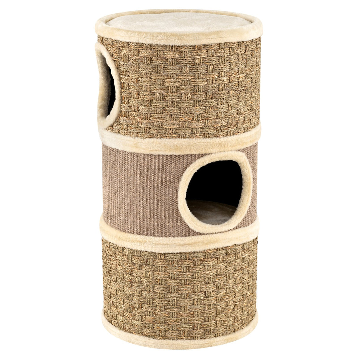 3-Story Cat Condo 28 Inch Multi-level Cat Hideaway with Sisal Scratching Pad-Brown view 4