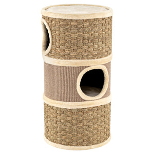 3-Story Cat Condo 28 Inch Multi-level Cat Hideaway with Sisal Scratching Pad-Brown view 4