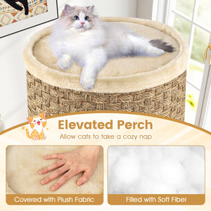 3-Story Cat Condo 28 Inch Multi-level Cat Hideaway with Sisal Scratching Pad-Brown view 7
