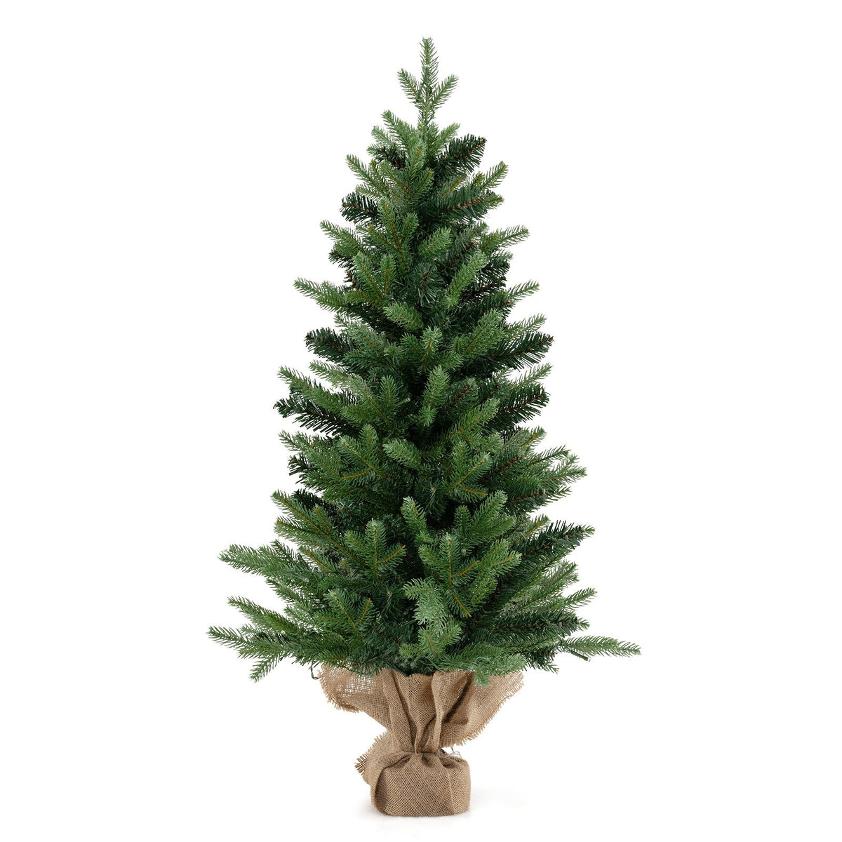 3 Feet Mini Pre-Lit Artificial Christmas Tree Tabletop Xmas Tree with Burlap Base view 4
