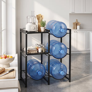 3-Tier 5 Gallon Water Jug Holder with Shelves-Black view 3