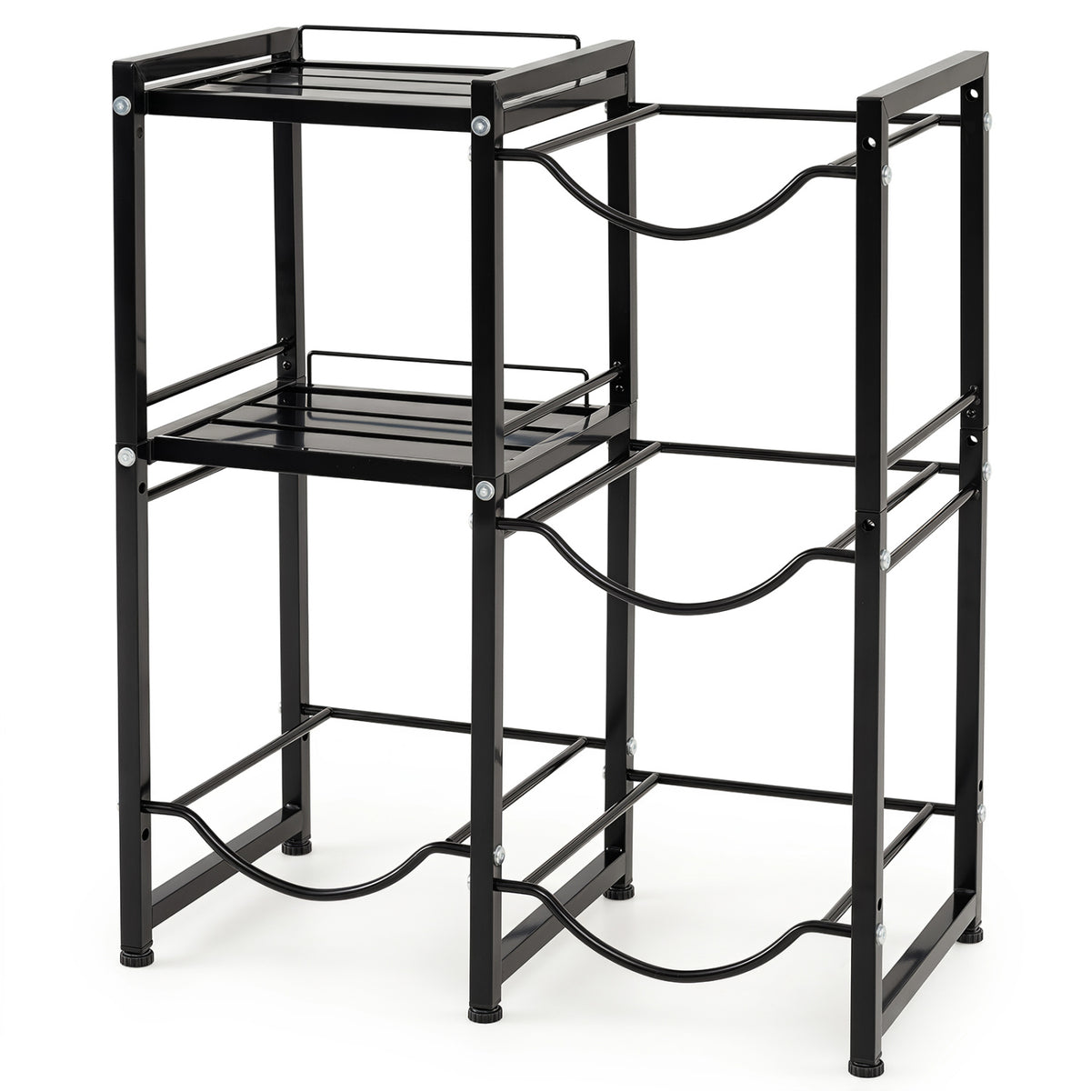 3-Tier 5 Gallon Water Jug Holder with Shelves-Black view 4
