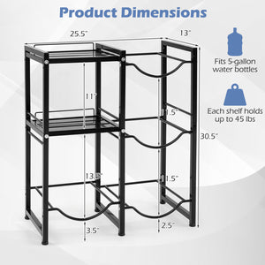 3-Tier 5 Gallon Water Jug Holder with Shelves-Black view 5