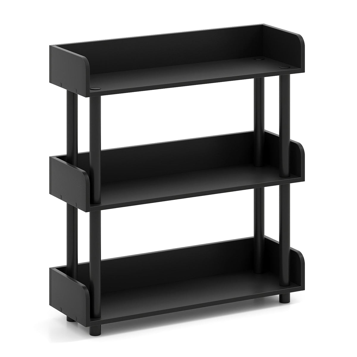 3-Tier Bookshelf with Anti-Tipping Kit and Industrial Storage Unit for Living Room-Black view 4