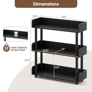 3-Tier Bookshelf with Anti-Tipping Kit and Industrial Storage Unit for Living Room-Black view 5