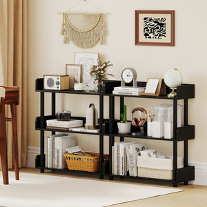 3-Tier Bookshelf with Anti-Tipping Kit and Industrial Storage Unit for Living Room-Black view 6