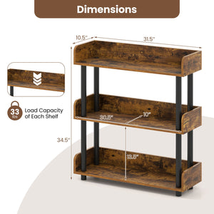 3-Tier Bookshelf with Anti-Tipping Kit and Industrial Storage Unit for Living Room-Rustic Brown view 5