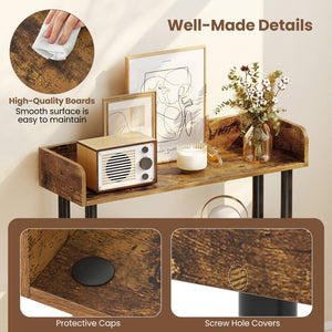 3-Tier Bookshelf with Anti-Tipping Kit and Industrial Storage Unit for Living Room-Rustic Brown view 8