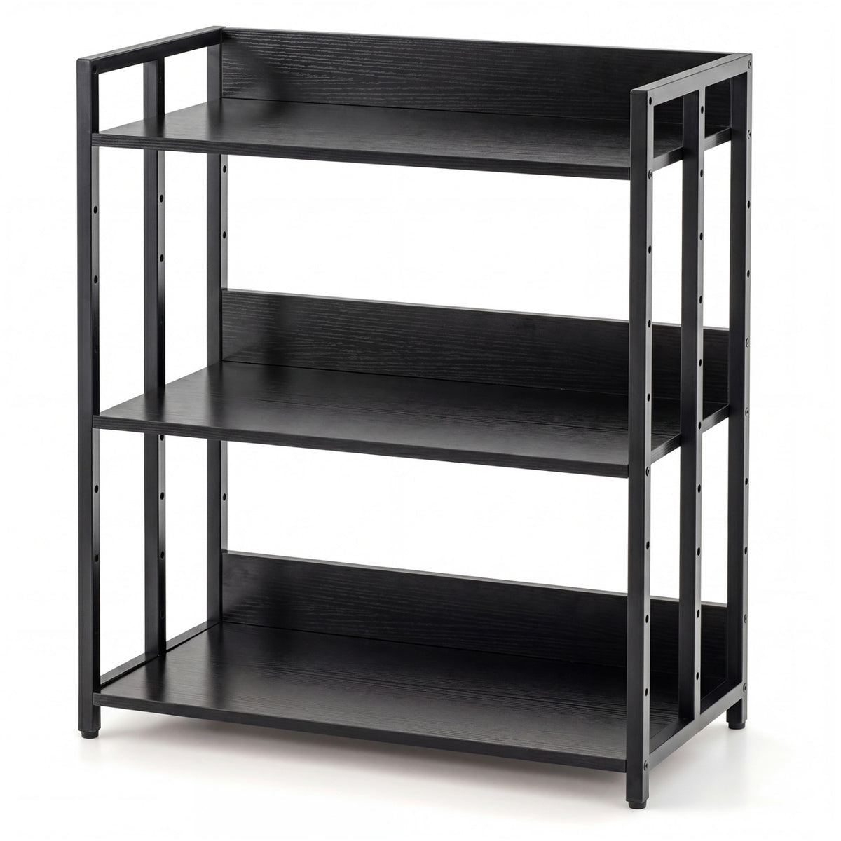 3-Tier Corner Bookshelf with Adjustable Shelves and Anti-Toppling Device for Study-Black view 4