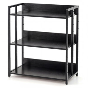 3-Tier Corner Bookshelf with Adjustable Shelves and Anti-Toppling Device for Study-Black view 4