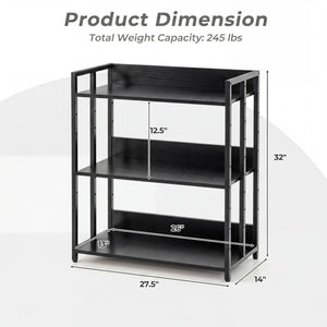 3-Tier Corner Bookshelf with Adjustable Shelves and Anti-Toppling Device for Study-Black view 5