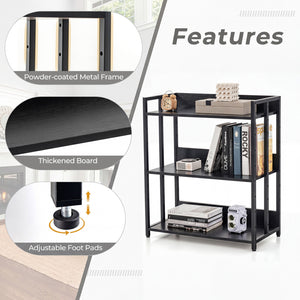 3-Tier Corner Bookshelf with Adjustable Shelves and Anti-Toppling Device for Study-Black view 7
