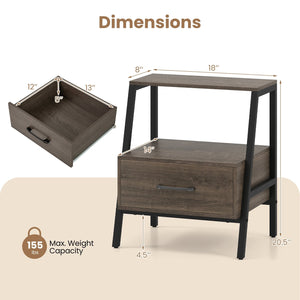 3-Tier Farmhouse Nightstand with Open Shelf view 5