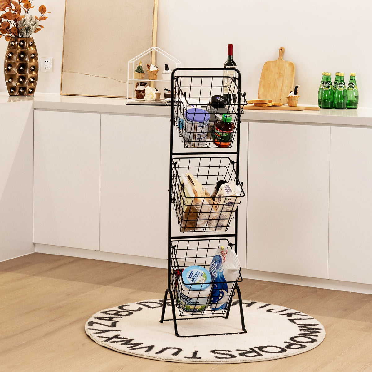 3-Tier Fruit Basket Stand with Adjustable Heights view 2