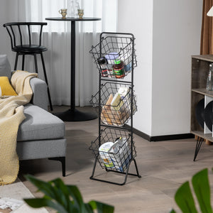 3-Tier Fruit Basket Stand with Adjustable Heights view 3