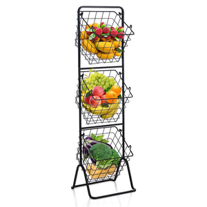 3-Tier Fruit Basket Stand with Adjustable Heights view 4