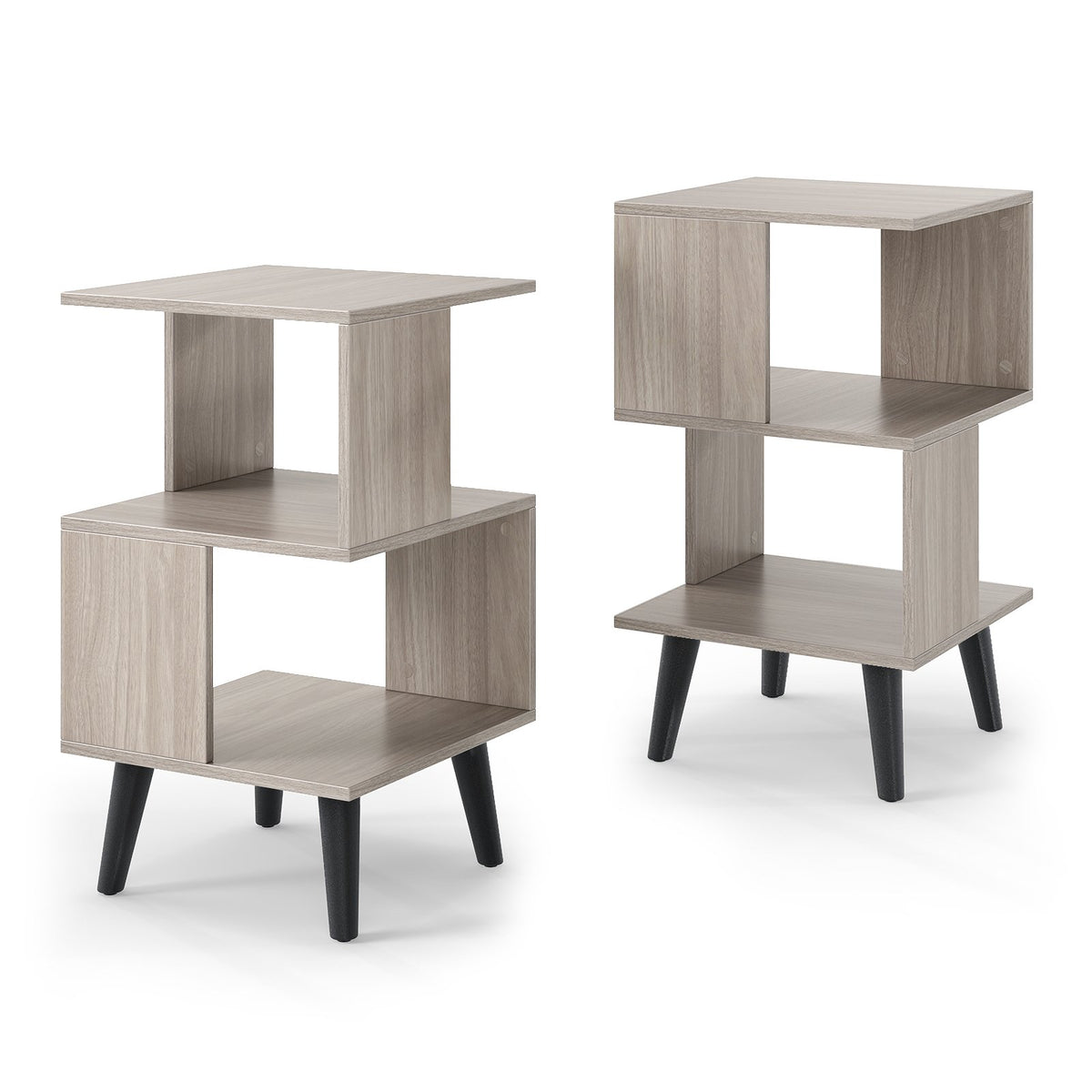 3-Tier Geometric Bookshelf Set of 2 with Open Storage Shelves view 4