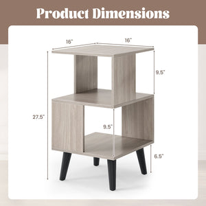 3-Tier Geometric Bookshelf Set of 2 with Open Storage Shelves view 5