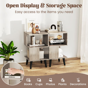 3-Tier Geometric Bookshelf Set of 2 with Open Storage Shelves view 6