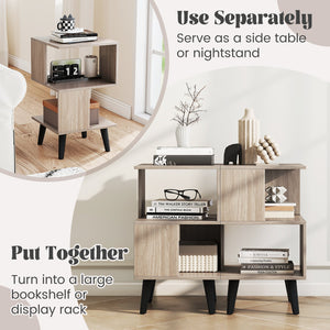 3-Tier Geometric Bookshelf Set of 2 with Open Storage Shelves view 7