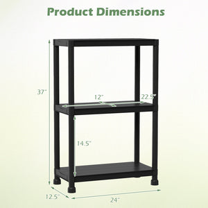 3-Tier Heavy-Duty Plastic Storage Shelves Freestanding Garage Shelving Unit view 4