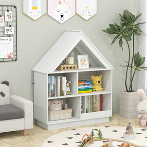 3-Tier House-Shaped Toy Storage Organizer with Open Shelves-White view 2