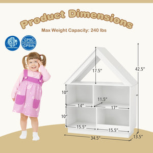 3-Tier House-Shaped Toy Storage Organizer with Open Shelves-White view 5