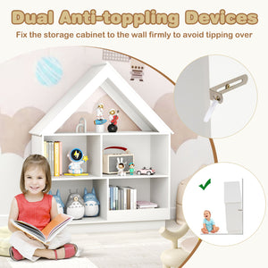 3-Tier House-Shaped Toy Storage Organizer with Open Shelves-White view 8