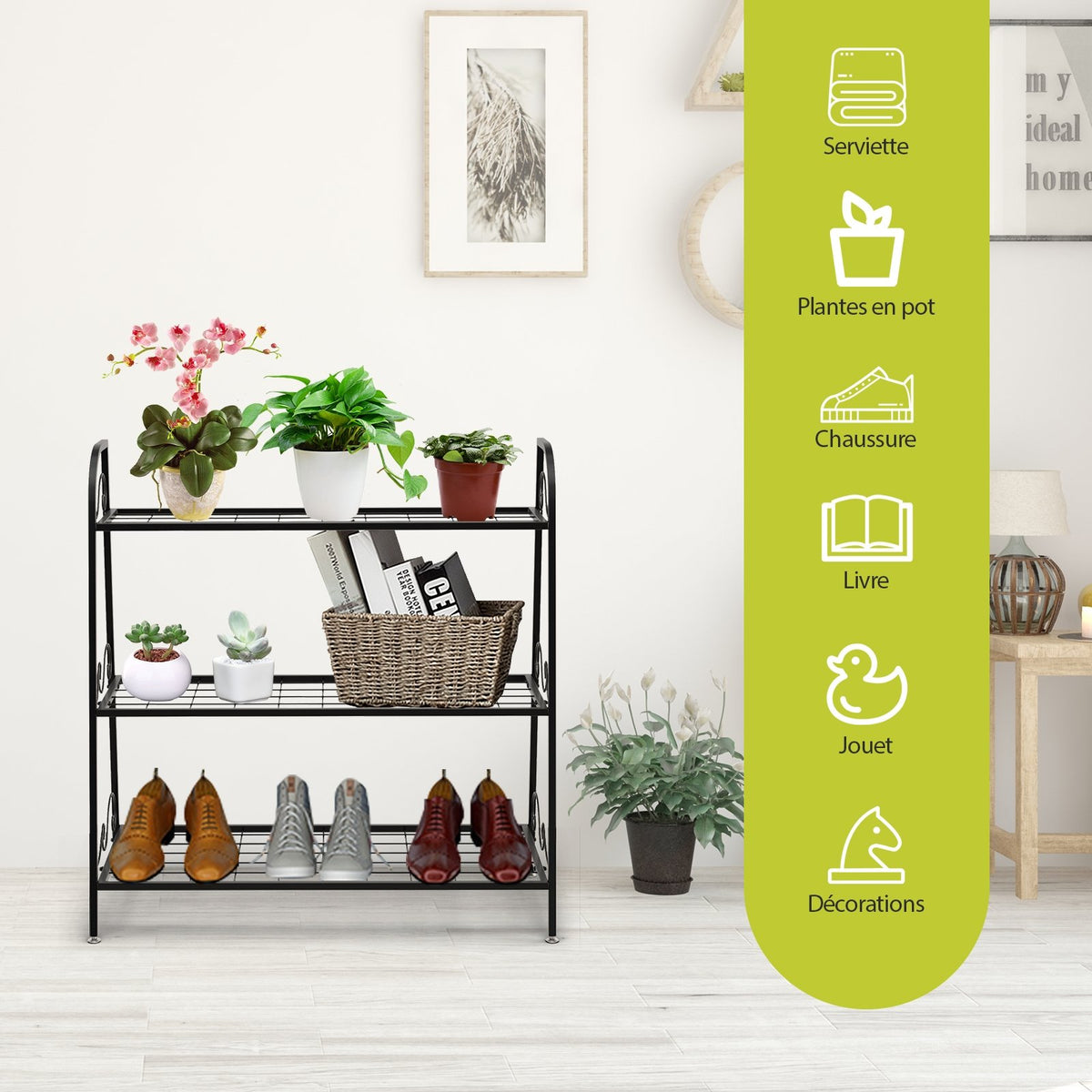 3-Tier Metal Plant Stand Shelf Display Rack for Plants Shoes Flower Pot view 6