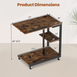 3-Tier Mobile Couch Side Table with Tiltable Tabletop-2 Piece view 4