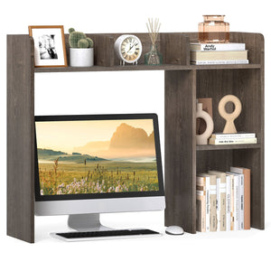 3-Tier Multipurpose Desk Bookshelf with 4 Shelves-Oak view 4