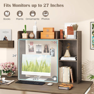 3-Tier Multipurpose Desk Bookshelf with 4 Shelves-Oak view 7