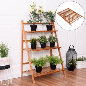 3 Tiers Outdoor Stand Bamboo Flower Pot Shelf view 3