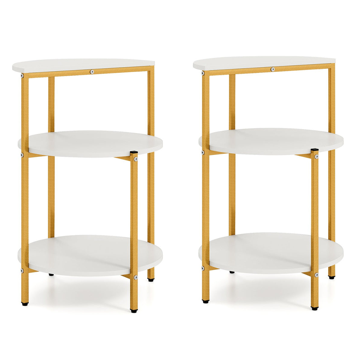 3-Tier Round End Table for Small Space and Bedroom Room-Set of 2