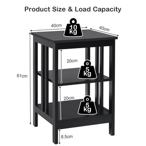 3-tier Side Table Nightstand with Stable Structure-Black view 4