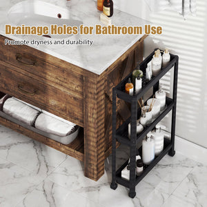 3-Tier Slim Rolling Storage Cart 2-Pack Mobile Bathroom Organizer with Wheels-Black view 5